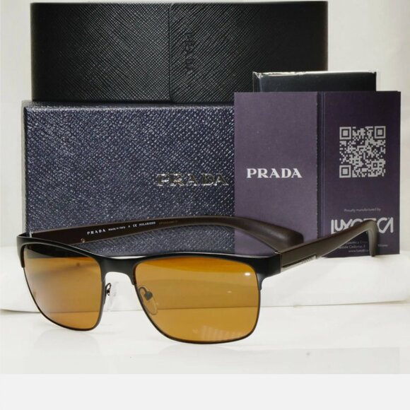 Prada Men's Polarized Authentic Brown Sunglasses - Picture 1 of 6